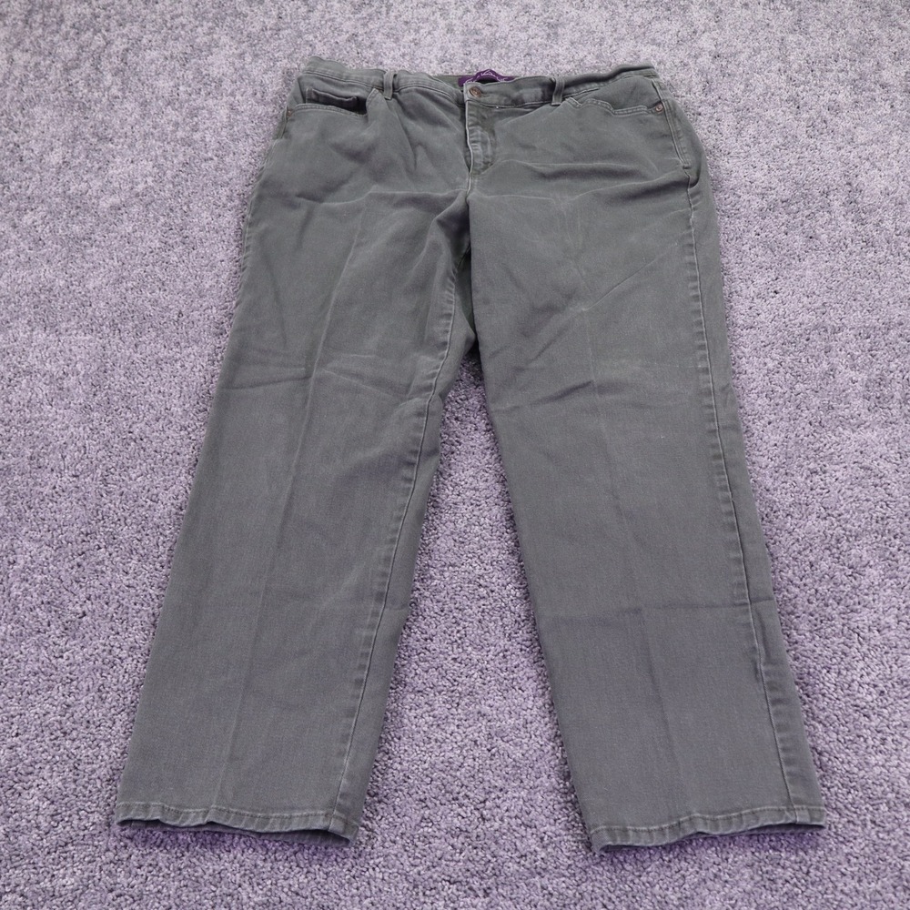 Gloria Vanderbilt Amanda Jeans Womens 18W Grey Straight Leg High Rise Denim Plus